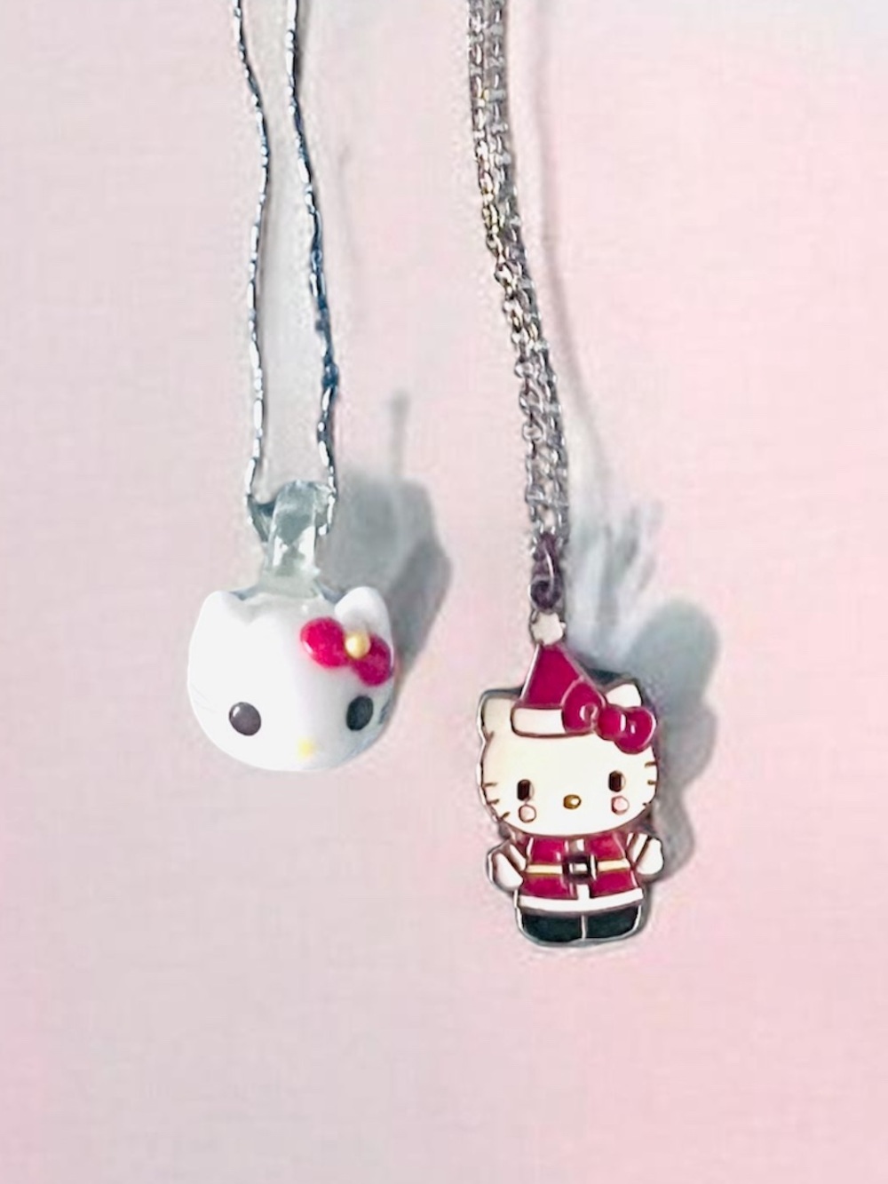 Sanrio Hello Kitty Layered Pendant Necklace in White, Pink and Silver